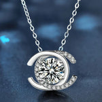 S925 Sterling Silver Moissanite Double C Letter Pendant Necklace