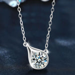 S925 Sterling Silver Moissanite Water Drop Pendant Necklace