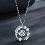 S925 Sterling Silver Feather Moissanite Pendant Necklace