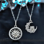 S925 Sterling Silver Moissanite Sun and Moon Lovers Pendant Necklace