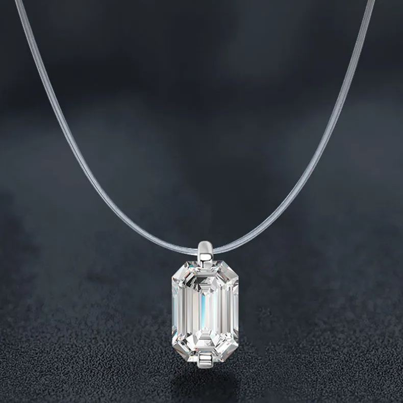 S925 Sterling Silver Moissanite Rectangular Pendant Necklace