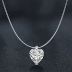 S925 Sterling Silver Moissanite Heart-Shaped Fish Line Necklace