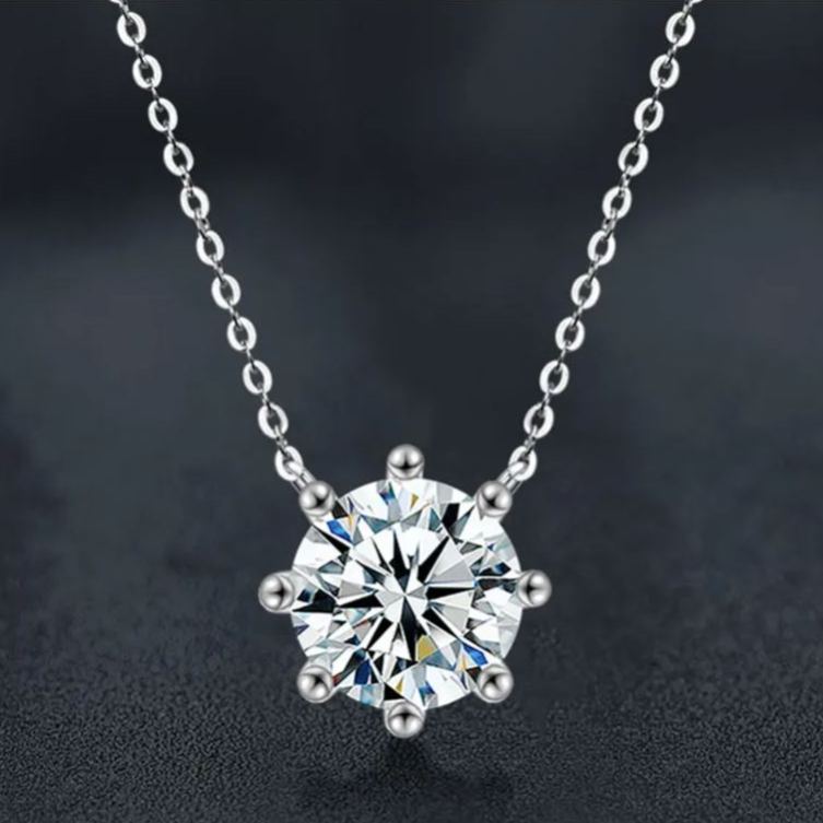 S925 Sterling Silver Moissanite Eight-Claw Pendant Simple Necklace