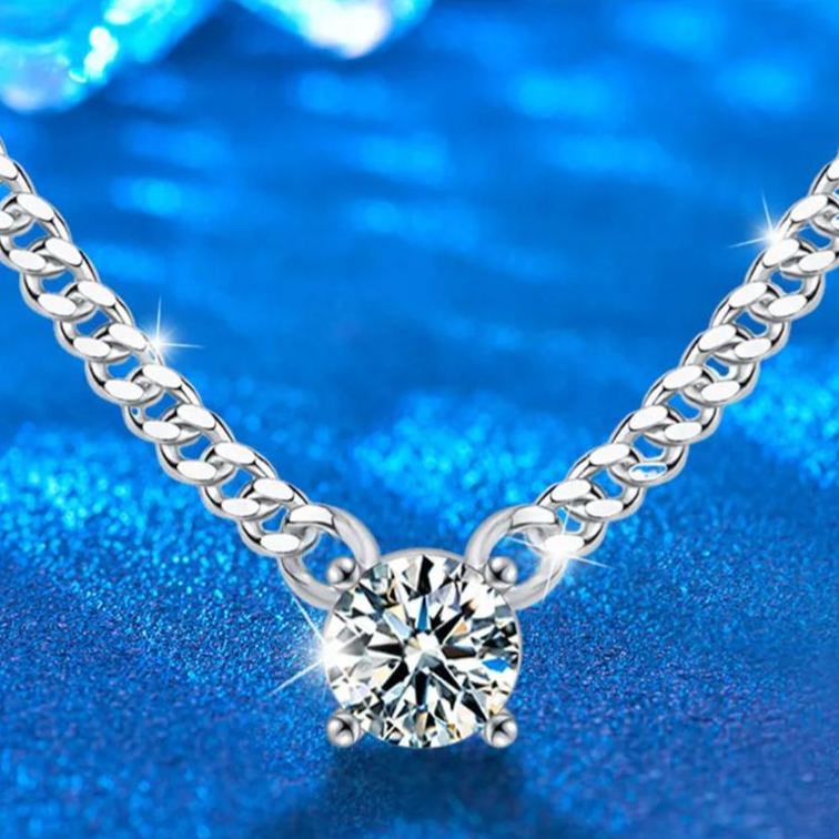 S925 Sterling Silver Moissanite Cuban Link Chain Necklace