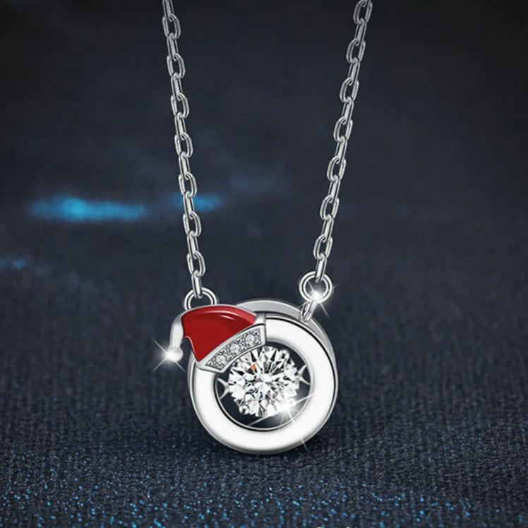 S925 Sterling Silver Moissanite Christmas Necklace