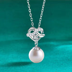 S925 Sterling Silver Moissanite Loving Heart Pearl Pendant Necklace