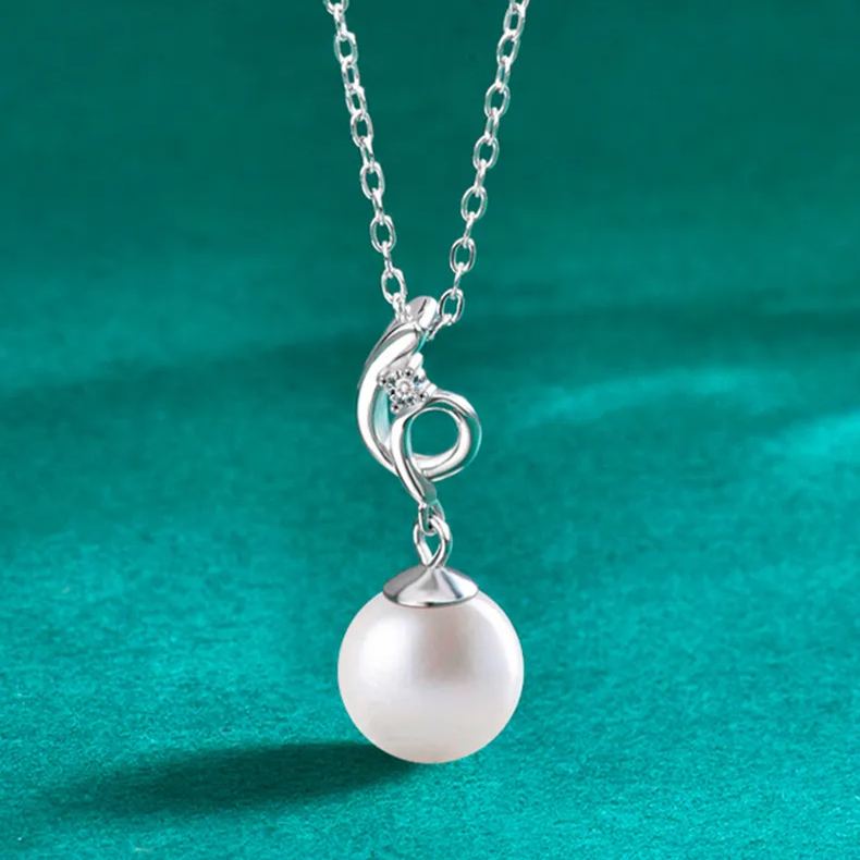 S925 Sterling Silver Moissanite Pearl Pendant Necklace