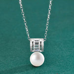 S925 Sterling Silver Moissanite Pearl Pendant Necklace