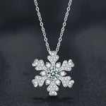 S925 Sterling Silver Moissanite Snowflake Pendant Necklace