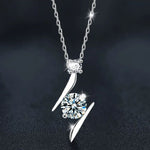 S925 Sterling Silver Moissanite Lightning Pendant Necklace