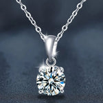 S925 Sterling Silver Moissanite Classic Four-Claw Pendant Necklace