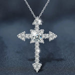 S925 Sterling Silver Moissanite Full Inlaid Cross Pendant Necklace