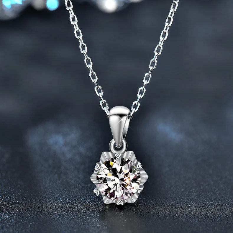 S925 Sterling Silver Moissanite Six-Pointed Star Snowflake Necklace