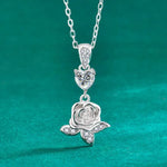 S925 Sterling Silver Moissanite Love Rose Pendant Necklace