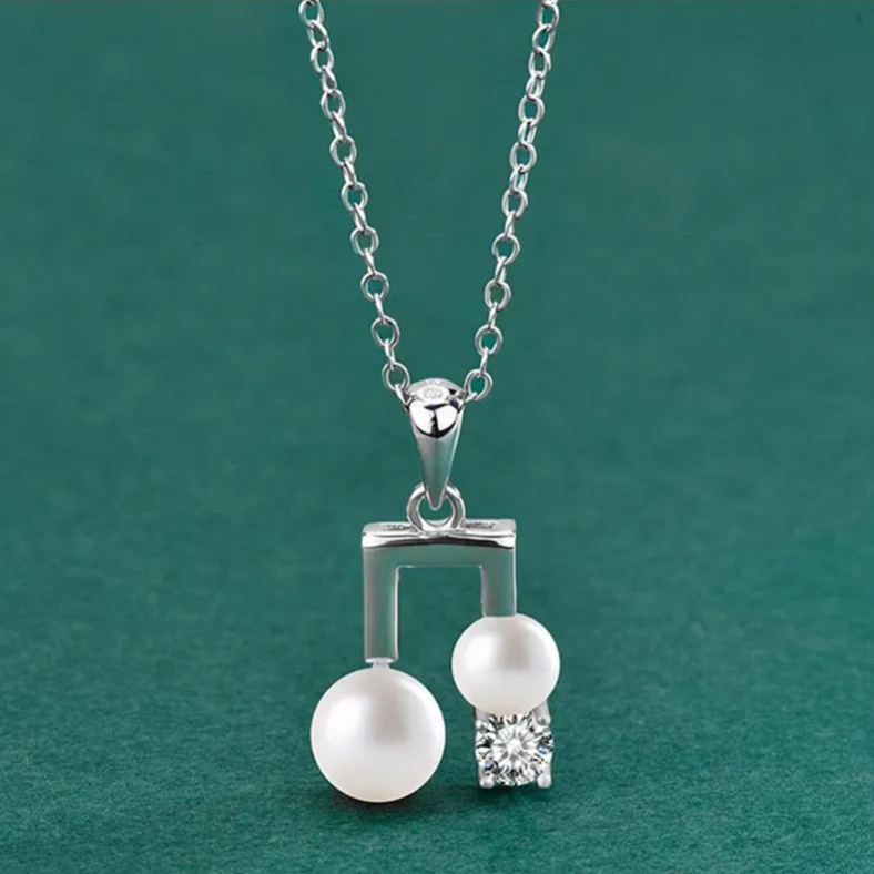 S925 Sterling Silver Moissanite Pearl Necklace