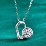 S925 Sterling Silver Moissanite Loving Heart Pendant Necklace