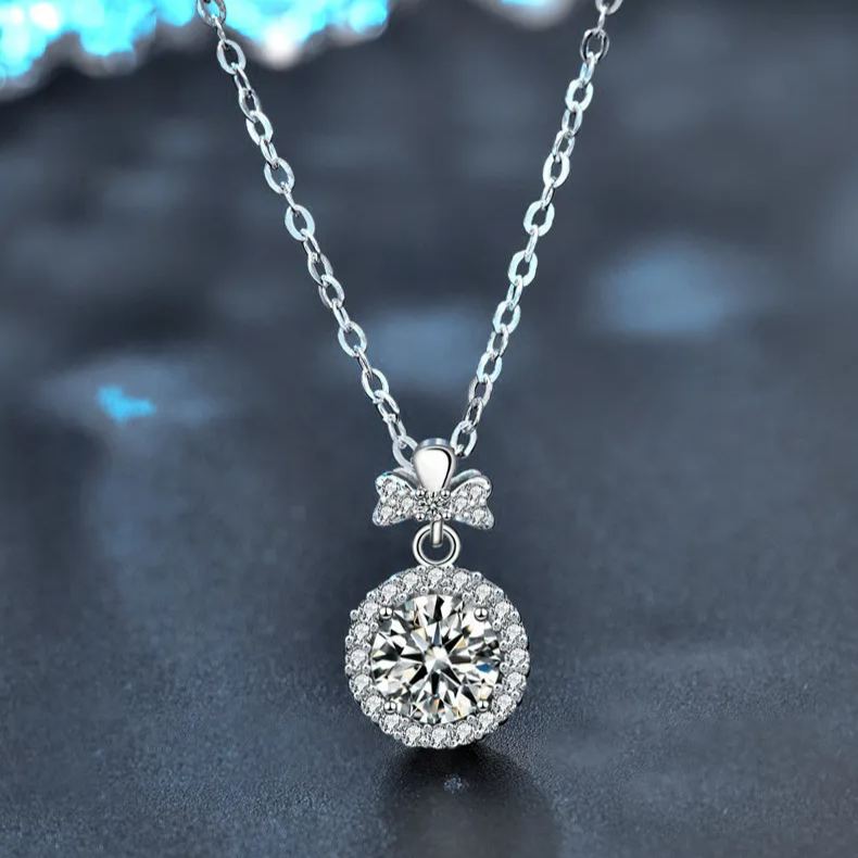 S925 Sterling Silver Moissanite Perfume Bottle Pendant Necklace