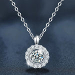 S925 Sterling Silver Moissanite Round Pendant Necklace