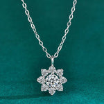S925 Sterling Silver Moissanite SUNFLOWER Simple Pendant Necklace