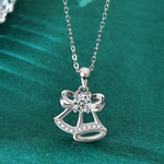 S925 Sterling Silver Moissanite Christmas Bell Pendant Necklace