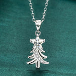S925 Sterling Silver Moissanite Christmas Tree Pendant Necklace