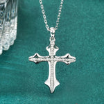S925 Sterling Silver Cross Moissanite Pendant Necklace