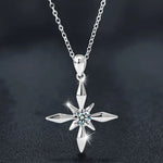 S925 Sterling Silver Moissanite Four Pointed Stars Pendant Necklace