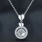 S925 Sterling Silver Moissanite Loving Heart Pendant Necklace