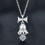 S925 Sterling Silver Moissanite Bell Pendant Necklace