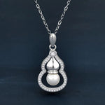S925 Sterling Silver Moissanite Pearl Gourd Pendent Necklace