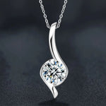 S925 Sterling Silver Moissanite Twisted Pendant Necklace