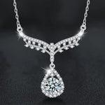 S925 Sterling Silver Moissanite Angel Water Drop Pendant Necklace