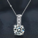 S925 Sterling Silver Moissanite Classic Four-Claw Pendant Necklace