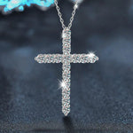 S925 Sterling Silver Moissanite Cross Necklace