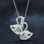 S925 Sterling Silver Moissanite Double Swan Pendant Necklace