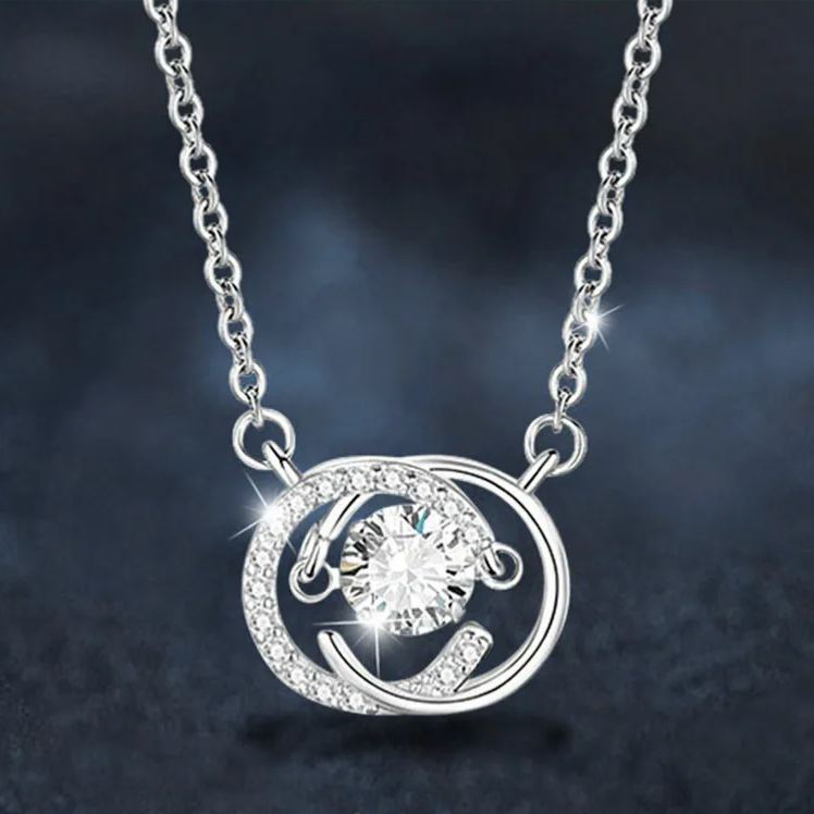 S925 Sterling Silver Moissanite Double C Pendant Necklace