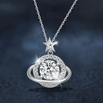 S925 Sterling Silver Moissanite Planet Pendant Necklace