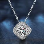 S925 Sterling Silver Moissanite Classic Square Pendant Necklace