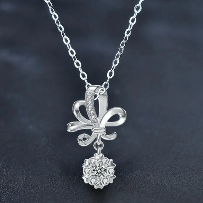 S925 Sterling Silver Moissanite Bridal Bouquet Pendant Necklace