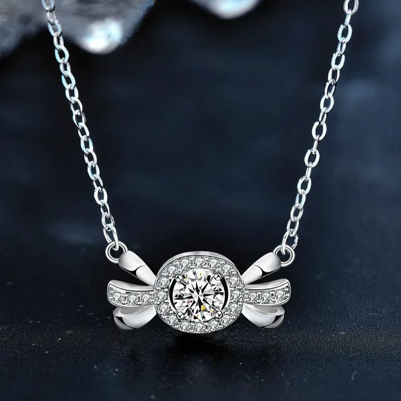 S925 Sterling Silver Moissanite Candy Pendant Necklace