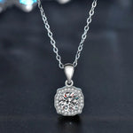 S925 Sterling Silver Square Moissanite Pendant Necklace