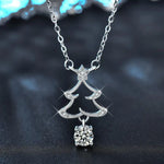 S925 Sterling Silver Moissanite Christmas Tree Pendant Necklace