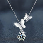 S925 Sterling Silver Moissanite Butterfly Pendant Necklace