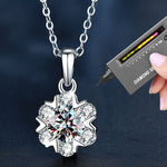 S925 Sterling Silver Moissanite Snowflake Pendant Necklace