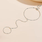 S925 Sterling Silver Beach Chain Ring Bracelet Integrated Chain Bracelet
