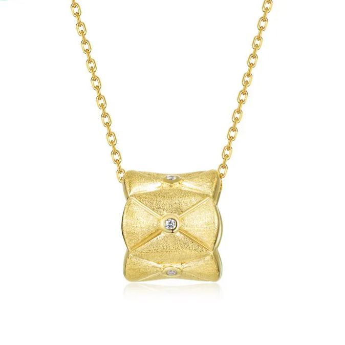 S925 Sterling Silver Gold-Plated Slim Waist Zircon Inlaid Necklace
