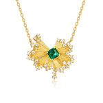 S925 Sterling Silver 10K Gold Emerald Necklace