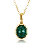 S925 Sterling Silver Gold-Plated Natural Malachite Geometric Pendant Necklace