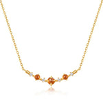 S925 Sterling Silver Gold-Plated Geometric Orange Garnet Pendant Necklace
