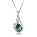 S925 Sterling Silver Miniature Green Moss Pendant Necklace